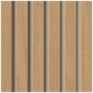 Pannello acustico Denpanels in rovere marrone con feltro beige per una migliore acustica.