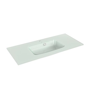 Vasque en verre Pelipal blanc, largeur 99 cm. Vasque simple pour salles de bains modernes.