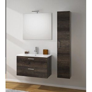 Ensemble de meubles de salle de bain Noa 80 cm avec miroir et éclairage LED, décor Chêne Château.