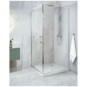 Beliani Cabine de douche Darli en verre transparent et argenté 185 x 80 x 80 cm