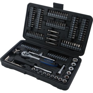 Coffret de clés à douille LUX, 130 pièces : cliquet, embouts, douilles et accessoires pour le vissage.