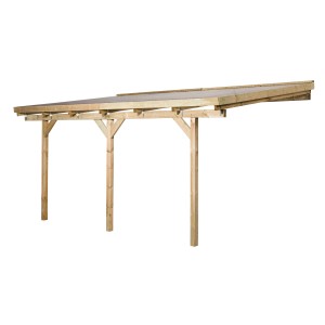 Tettoia per terrazza Weka misura 2 in legno con tetto trasparente.