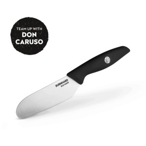 Coltello per panini Burnhard in acciaio inox con manico nero, 20,5 cm.