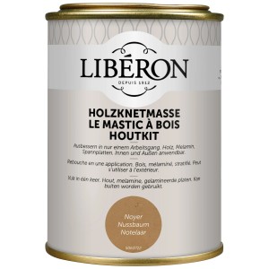 Dose Holzknetmasse Nussbaum zur Holzreparatur.