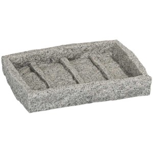 Wenko portasapone granito in poliresina, portasapone grigio per sapone mani in bagno.