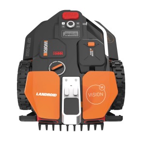 Robot tondeuse Worx Landroid Vision M600, vue de face. Tondeuse robot sans fil périphérique.