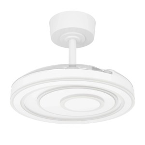 Ventilatore da soffitto Eglo LED Riomaggiore bianco, Ø 77 cm, con pale retratte, sembra lampada moderna.