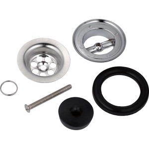 Soupape universelle en acier, Ø 38,5 mm, pour siphons de lavabo, joints et vis inclus.