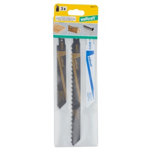 Jeu de lames de scie sabre Wolfcraft, 3 pièces, pour bois, plastique et métal.
