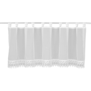 Pannello a passanti bianco Lucinda di Neusser Collection, 45x140 cm, con bordo. Tenda per finestra.