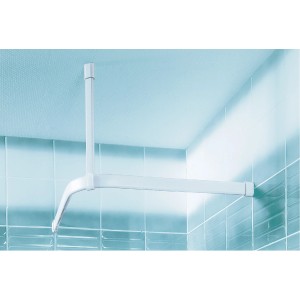 Support de plafond blanc Spirella Surprise, 60 cm, pour barre de douche, pour une fixation sûre.