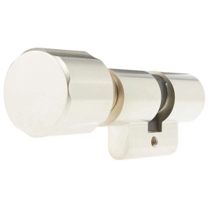 Cylindre de porte Abus KJW14N avec bouton, 30/30. Cylindre argenté pour plus de sécurité.
