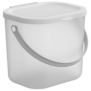 Contenitore detersivo Rotho Albula bianco (6 l) con coperchio e manico. Pratico contenitore per bucato.