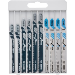 Set di lame per seghetto alternativo Bosch Pro, 10 pezzi per legno e metallo.