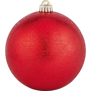 Rote, matte 14cm Kunststoff-Weihnachtskugel mit silberner Aufhängung.