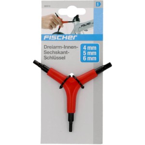 Clé Allen à trois bras Fischer (4/5/6 mm) rouge et noire pour réparations.