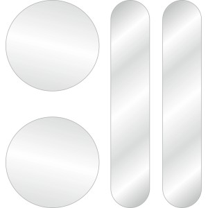 Lot d'autocollants : Réflecteurs lumineux holographiques ronds et en forme de bande, blancs, 10,5 cm.