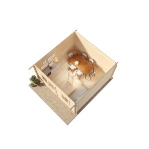 Alpholz chalet de jardin suédois 44, non traité, avec toit en appentis, vue intérieure avec meubles.