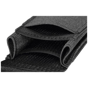 Marsupio da cintura nero Martor L n. 9922 in nylon, vuoto e aperto.