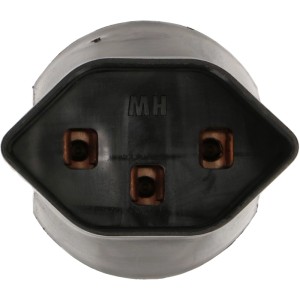 Schwarzer Max Hauri Reiseadapter, 3-polige T23 Kupplung. Kompakter Zwischenstecker für Reisen.