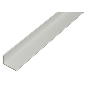 Silbernes, ungleichschenkliges Winkelprofil aus Aluminium, 10x20x1000 mm.