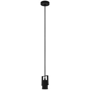 Lampada a sospensione nera Eglo Calari in acciaio, design minimalista per lampadine E27 fino a 40W.