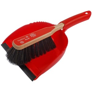 Set de balayette Ebnat Tradition, pelle rouge avec balayette en crin de cheval pour nettoyage à sec.