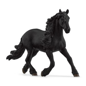 Schleich Frison Étalon, figurine détaillée d'un étalon frison noir.