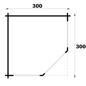 Pianta Alpholz casetta da giardino Maik-28, 325x325 cm, con misure. Casetta in legno con tettoia.