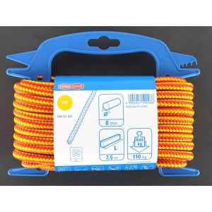 Conacord Seil, geflochten, Ø 8 mm, 7,5 m lang, mit blauer Halterung. Mehrzweckseil in Farbauswahl.