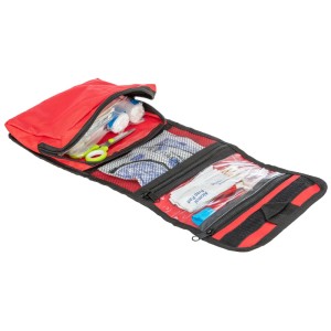 Kit di pronto soccorso Premium Trixie, 38 pezzi per cani e gatti, con materiale di medicazione in borsa rossa.