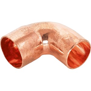 Raccordo a gomito per saldatura in rame Ø 22 mm, curva a 90 gradi per tubi in rame.