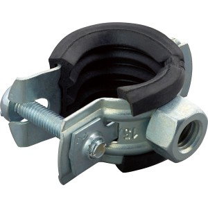 Collare di supporto insonorizzato (15-19mm) in acciaio zincato con inserto in gomma.