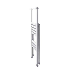 Scala pieghevole a 2 gradini in alluminio bianco e grigio, altezza 101 cm.
