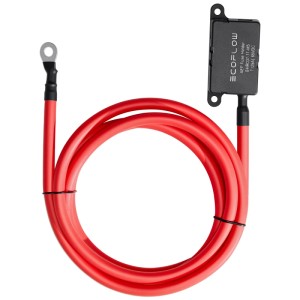 Câble de fusible EcoFlow, rouge, 2m, pour chargeur d'alternateur. Câble avec cosse à œillet et porte-fusible.