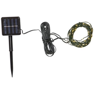 Guirlande lumineuse solaire LED Star Trading Dew Drop Micro, 7,4 m, guirlande verte avec panneau solaire.