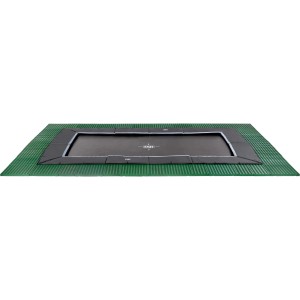 Trampolino rettangolare interrato EXIT Dynamic nero 305x519 cm con piastre di sicurezza Freezone verdi.
