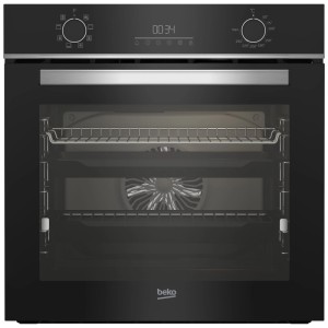Forno da incasso Beko BBIM14300BCCH nero, con display digitale, manopole e porta in vetro. Interno con due griglie e ventola.