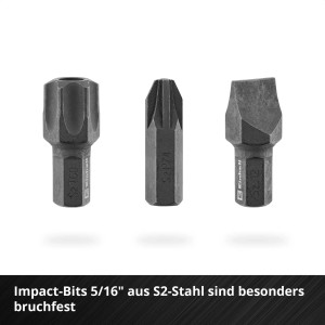 Einhell coffret d'outils auto : Gros plan sur trois embouts à choc différents.