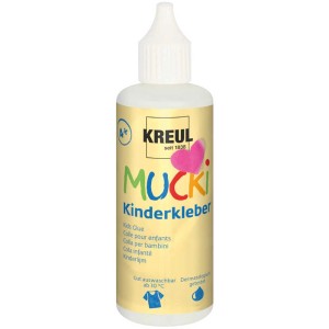 Flasche Kreul Mucki Kinderkleber, 80ml, für Bastelarbeiten mit Papier, Holz und mehr.