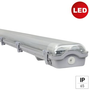 Lampada stagna a LED E2 Elektro Classic M 2x18W grigia con protezione trasparente e grado di protezione IP65.