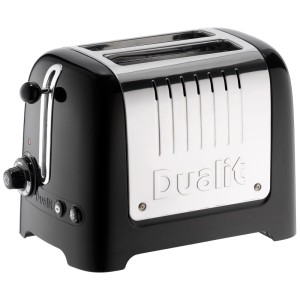 Tostapane Dualit Lite nero con doppia fessura e controllo di doratura continuo.
