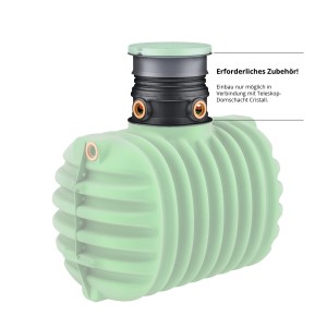 Citerne enterrée Garantia Cristall Proline 1600 L avec couvercle, citerne verte pour l'arrosage du jardin.