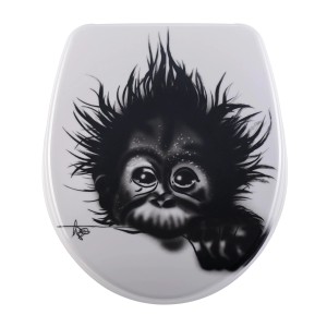 Abattant WC Diaqua® Nice Slow-Motion Monkey avec motif singe et fermeture ralentie.