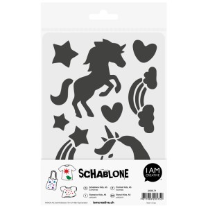 I am Creative Design-Schablone Kids Einhörner, Malzubehör für Kinder.