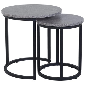 Beliani Table d'appoint Dixie, lot de 2, noir et gris, plateau en MDF, structure en métal.