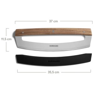 Burnhard hachoir à pizza avec manche en acacia et protège-lame, longueur 35,5 cm.