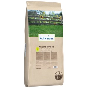 Sacco di fertilizzante per prato Eric Schweizer Vegano Royal Bio, 20 kg, fertilizzante biologico per un prato sano e verde.