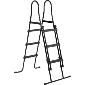 Échelle de piscine EXIT noire pour piscines avec hauteur de cadre 91-107 cm, avec rampe et marches antidérapantes.