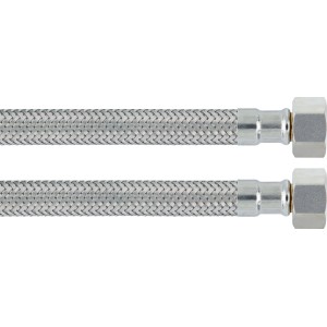 Tuyau flexible LUX, 800 mm, acier inoxydable, avec écrous-raccords pour le raccordement des robinets.
